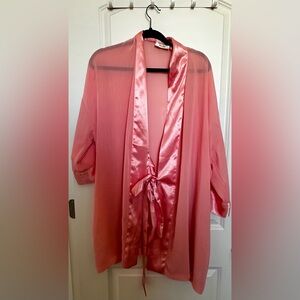 Vintage Victoria's Secret Pink Sheer Satin-Trim Robe